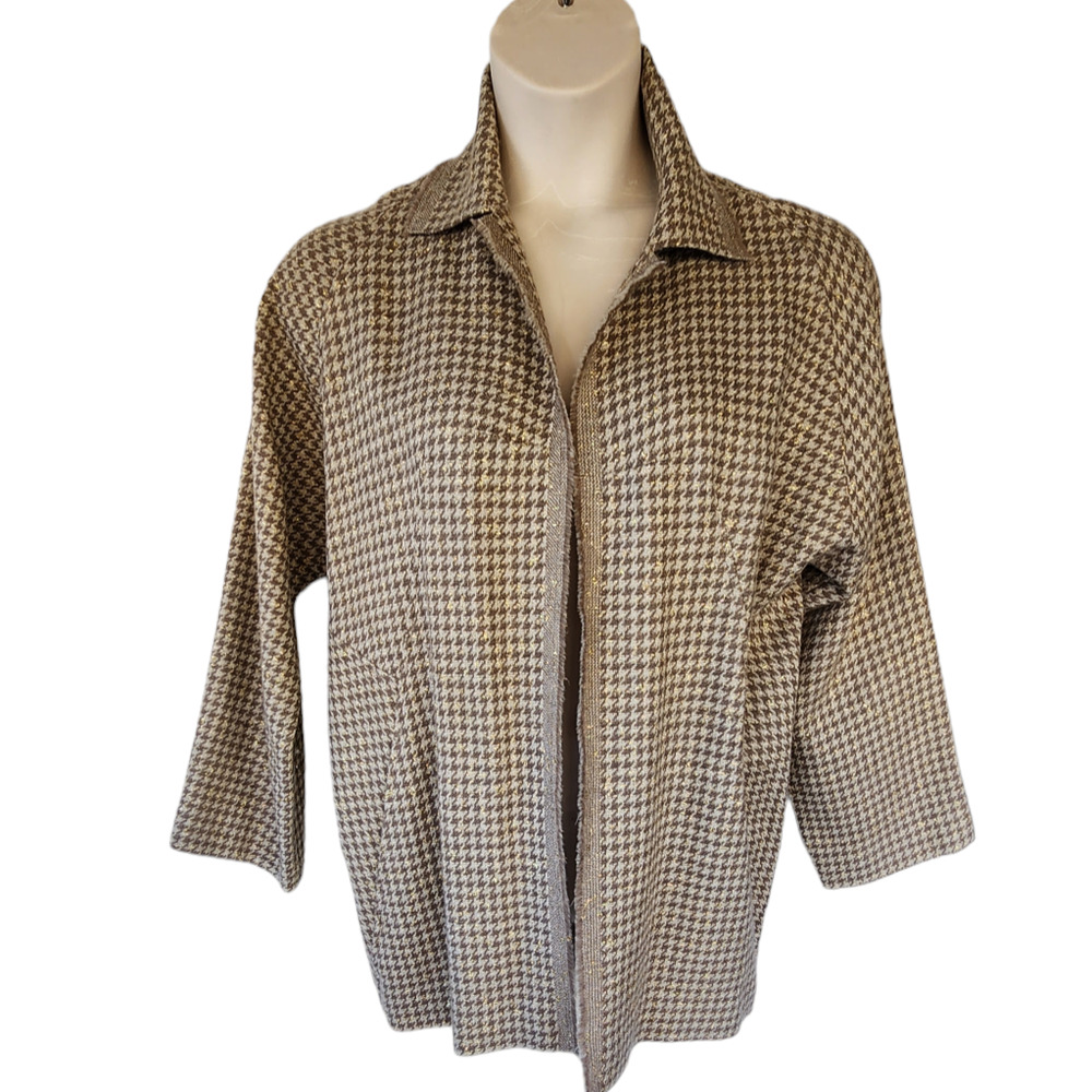 Shamask Brown Wool Blend Open Front Jacket 1 - image 1